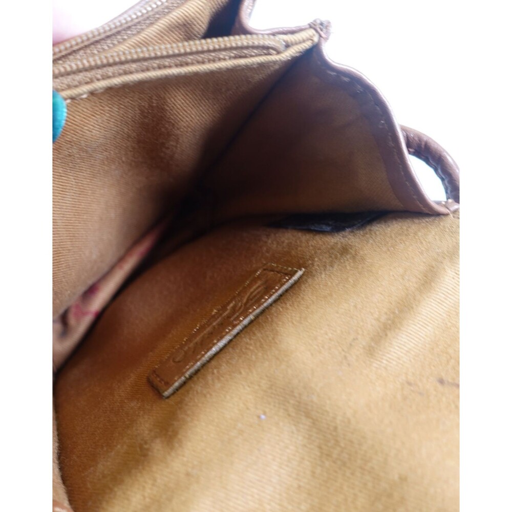 Vintage Fossil Crossbody Bag Small Brown Leather Multi Color Beaded Stitching - Picture 10 of 12